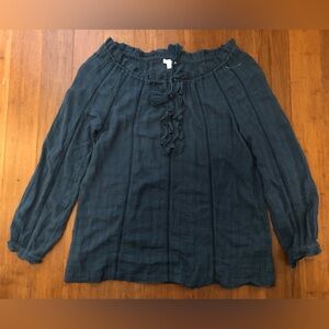 Sundance Peasant Artist Top Blue Long Sleeve Size